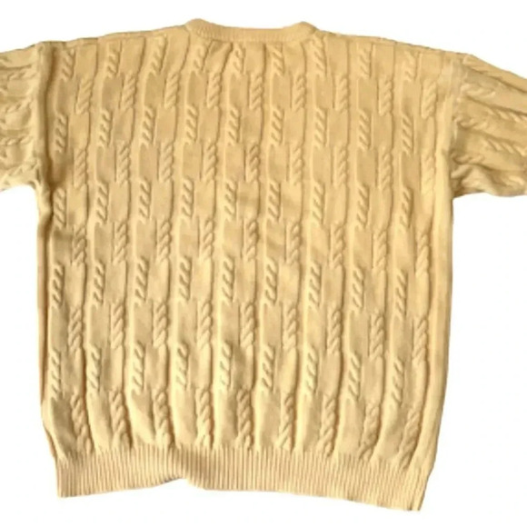 Chaps by Ralph Lauren Crewneck cableknit cotton sweater, yellow. Men’s size XL - Picture 3 of 10